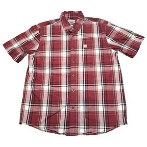 Carhartt Shirt Mens Large Plaid Relaxed Fit Short Sleeve Button Up Lumberjack